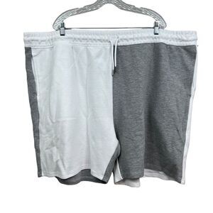 BP Ottoman Shorts Stretch Drawstring Waist Colorblock White Gray Men Sz 4XL*